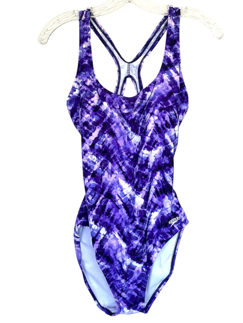 Speedo Womens One Piece Linear Motion Racerback Purple Racerback Swimsuit 10
